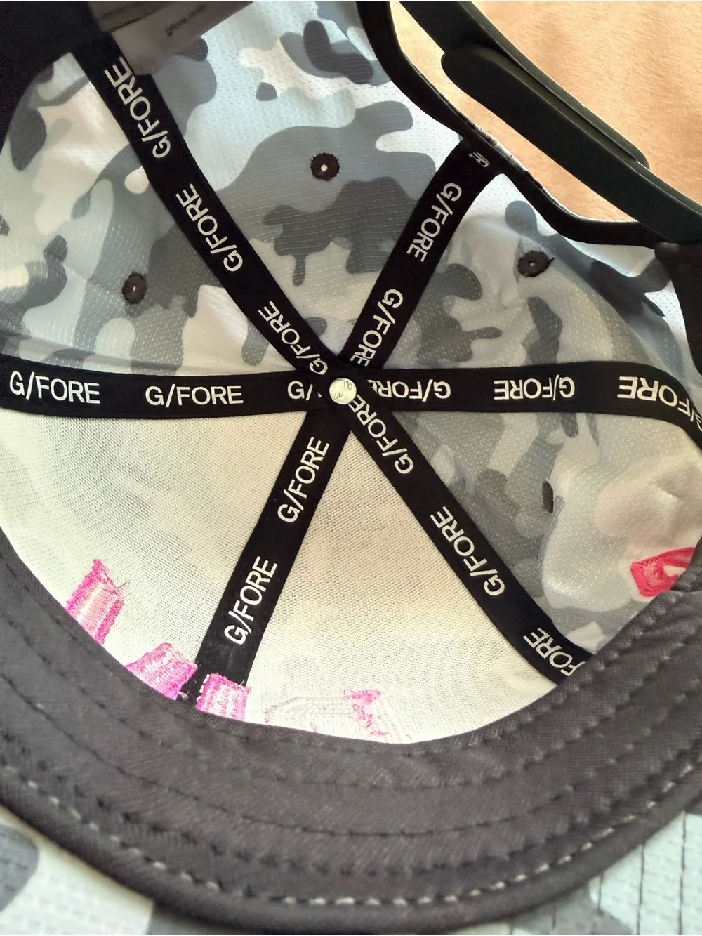 G/FORE Gray Camo Cap with Pink RIV Embroidery